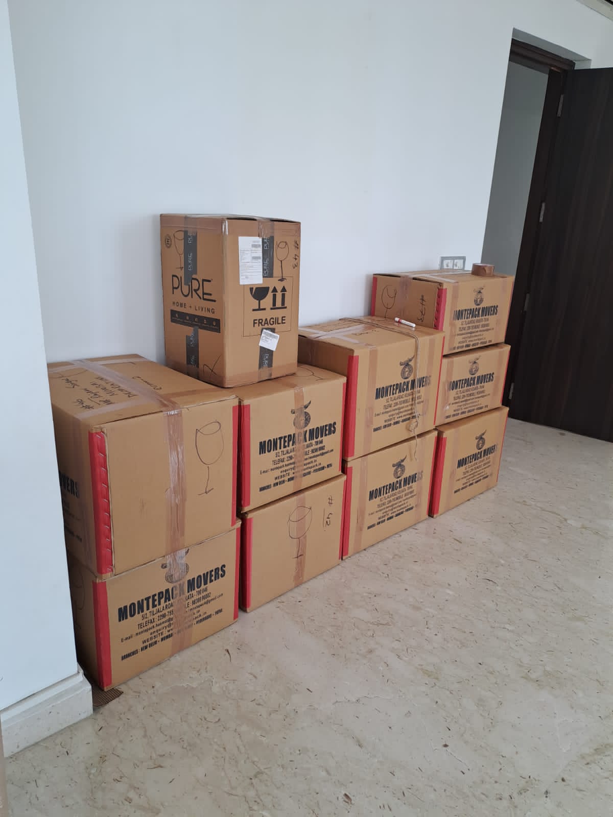 Packed household goods prepared for relocation